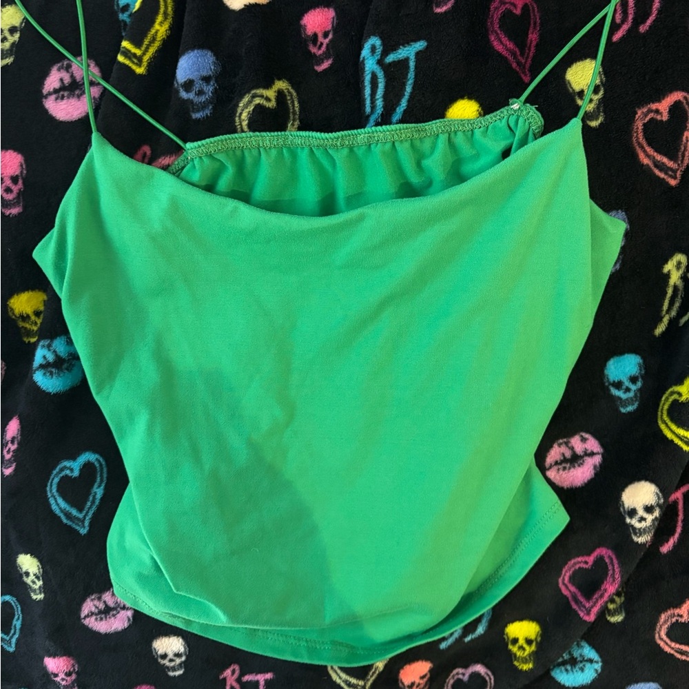 Green Spaghetti Strap Cami Top